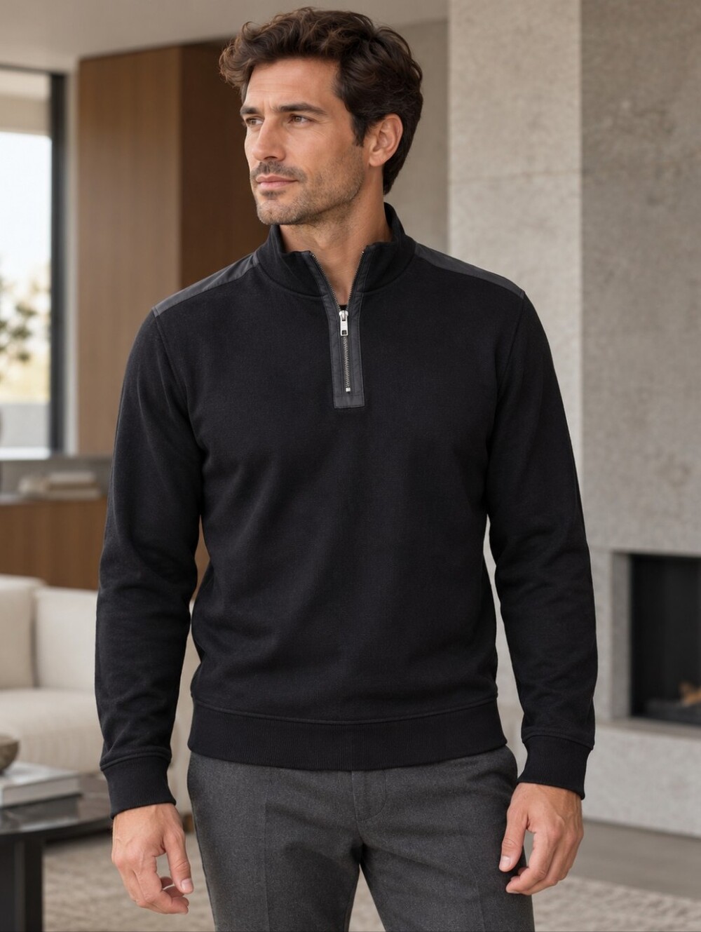 BOSS Hugo Boss Black Quarter Zip Pullover Sweater Size M